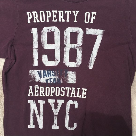 Men’s Dark Red Aeropostale Crew Neck T Shirt - Picture 2 of 5